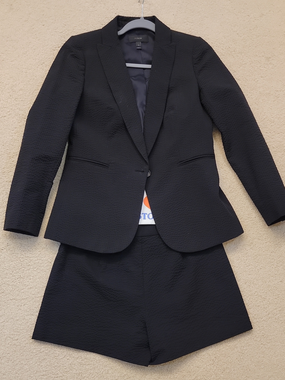 J. Crew Black Textured Women's Blazer with Matching Black Shorts